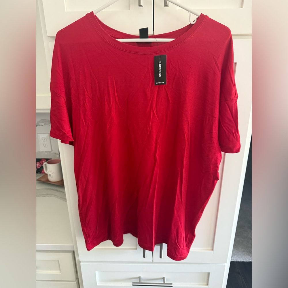 Express women’s large Bold Red Tee NWT